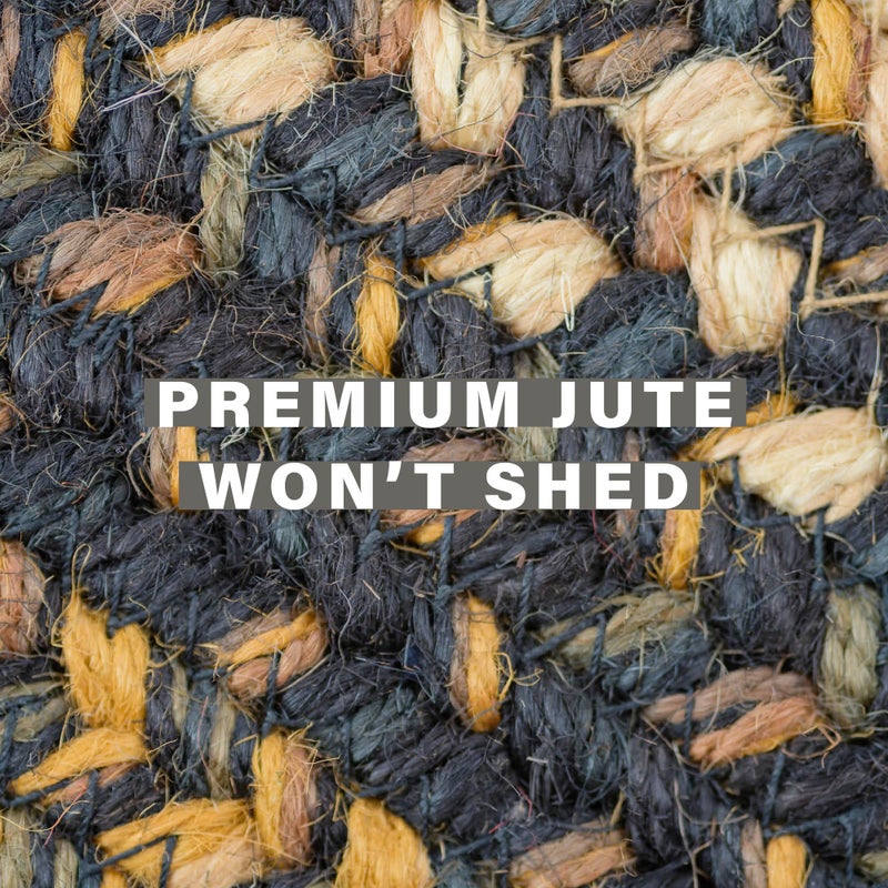 Homespice Kilimanjaro Black & Tan Oval Jute Rug 20x30 - Braided Kitchen Rugs for Primitive Farmhouse Kitchen Decor, Reversible, No Shed Jute for Easy Maintenance - Image 4